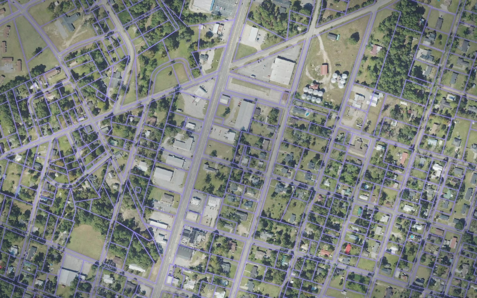 Parcel boundaries over aerial imagery of Tattnall County, Georgia
