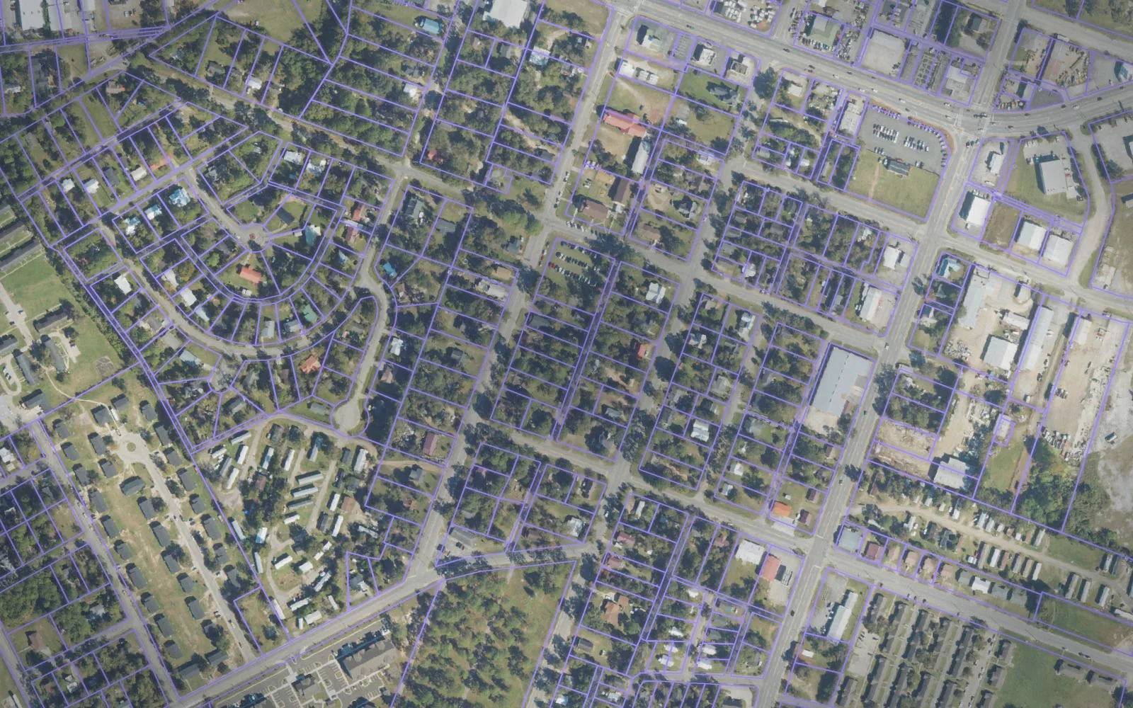 Parcel boundaries over aerial imagery of Tift County, Georgia