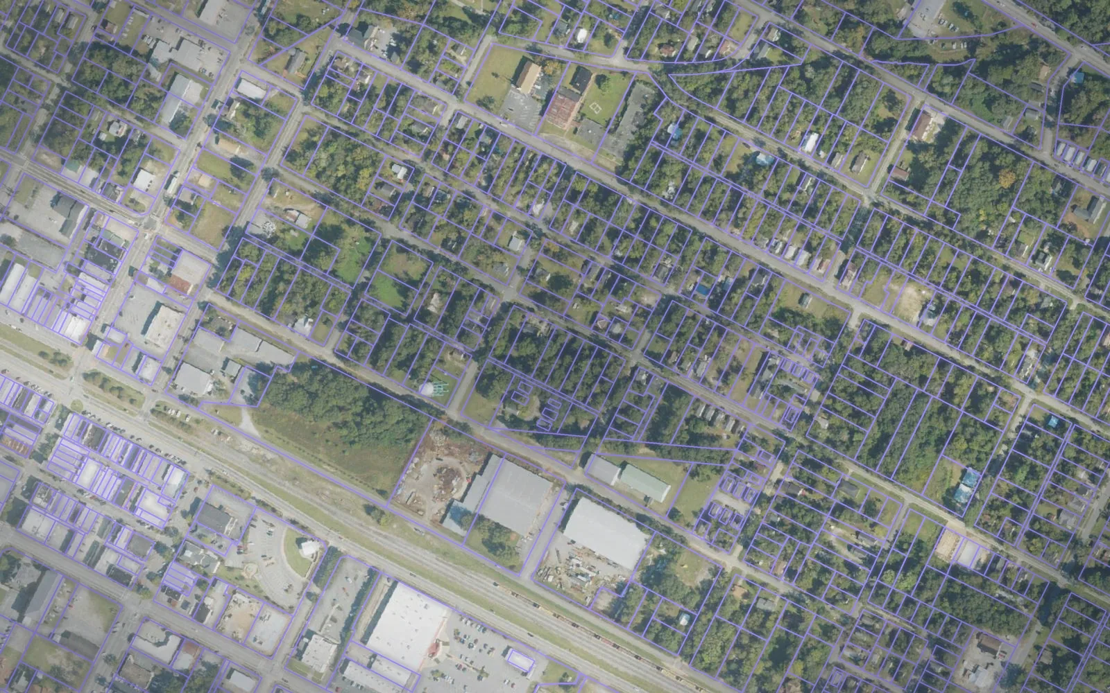 Parcel boundaries over aerial imagery of Toombs County, Georgia