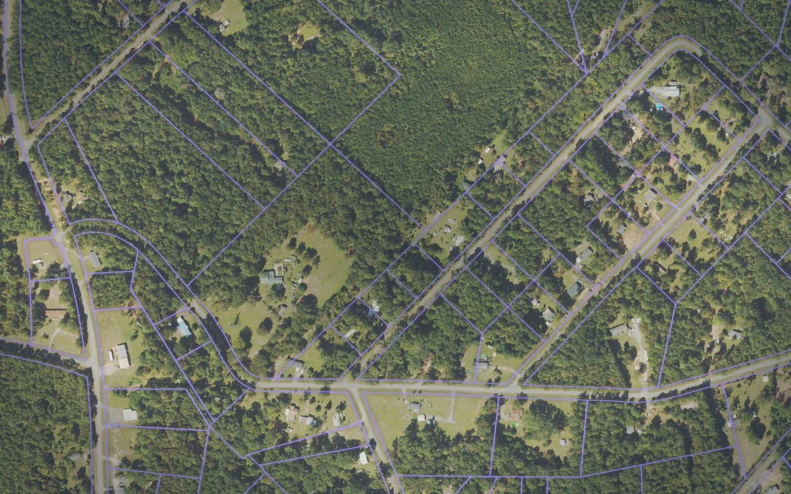 Parcel boundaries over aerial imagery of Twiggs County, Georgia