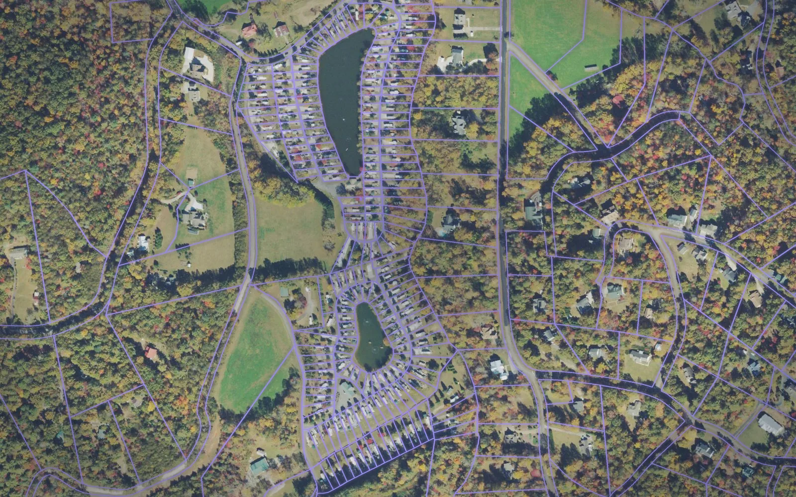 Parcel boundaries over aerial imagery of Union County, Georgia