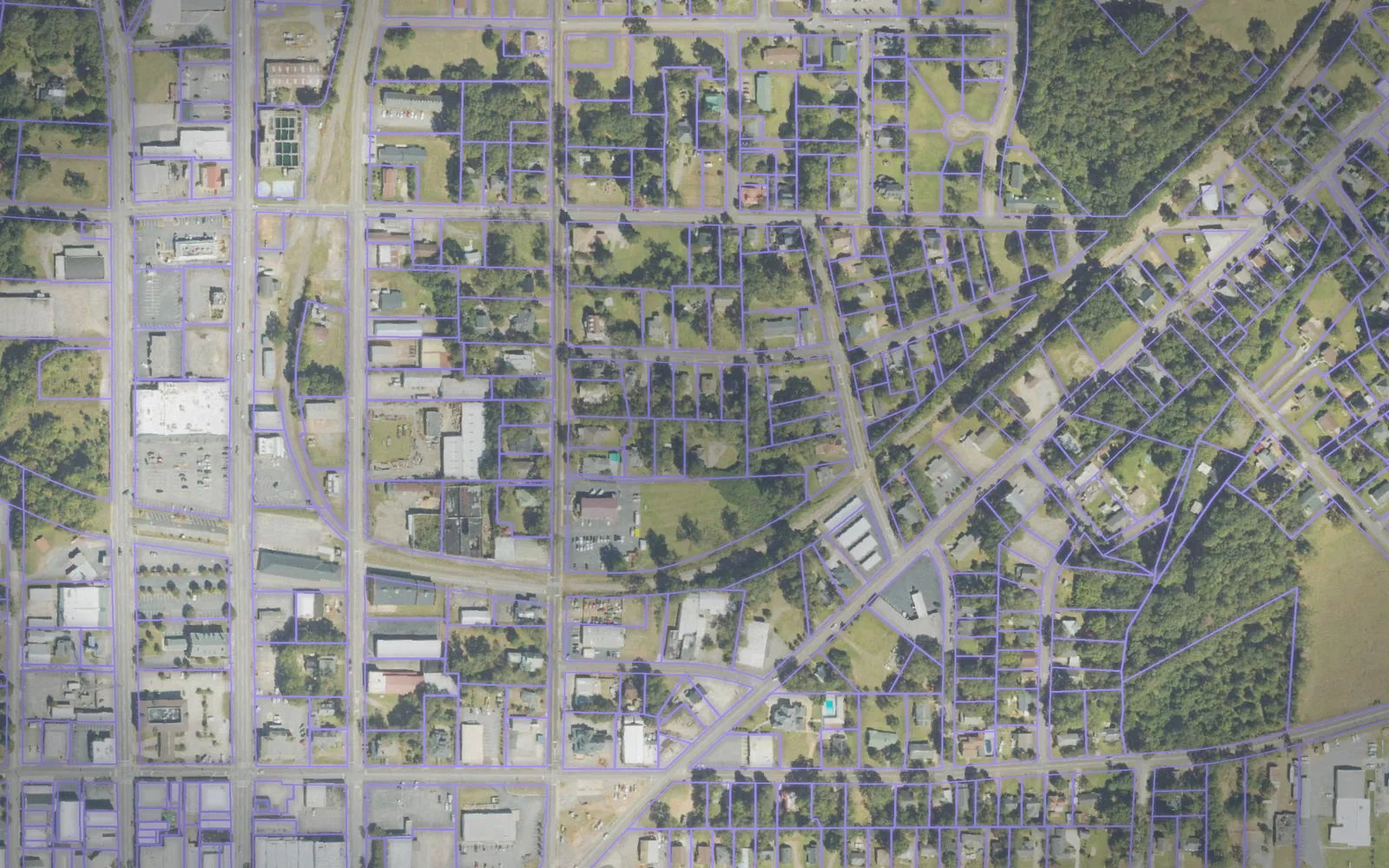Parcel boundaries over aerial imagery of Upson County, Georgia