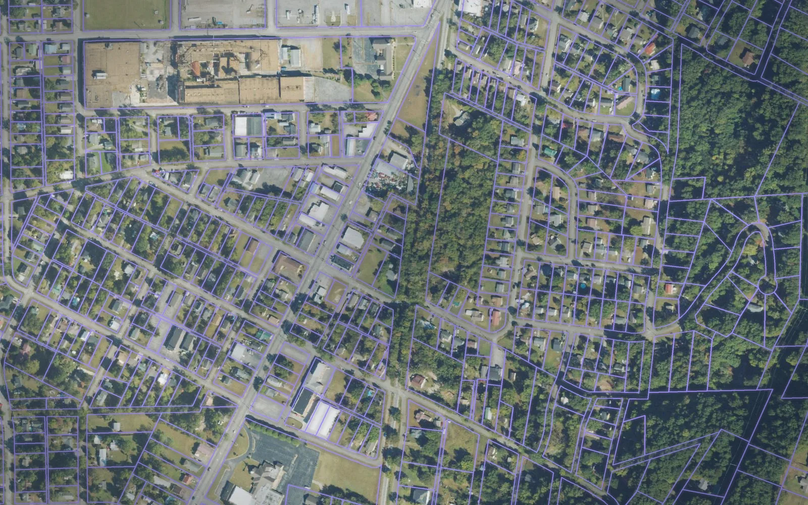 Parcel boundaries over aerial imagery of Walker County, Georgia