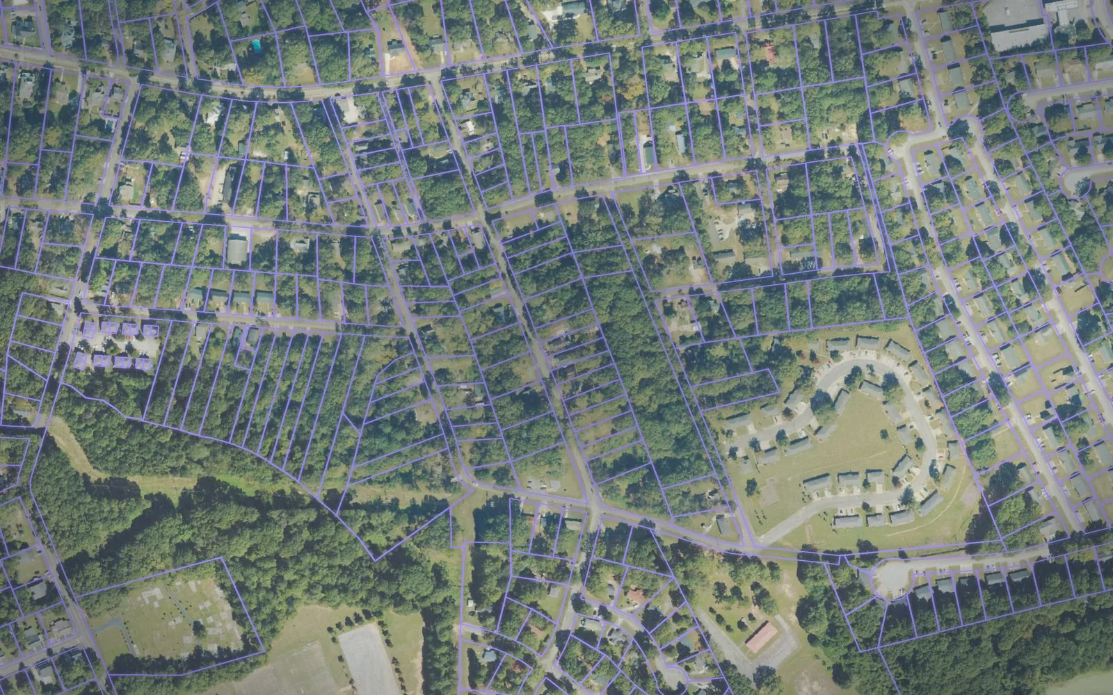 Parcel boundaries over aerial imagery of Walton County, Georgia