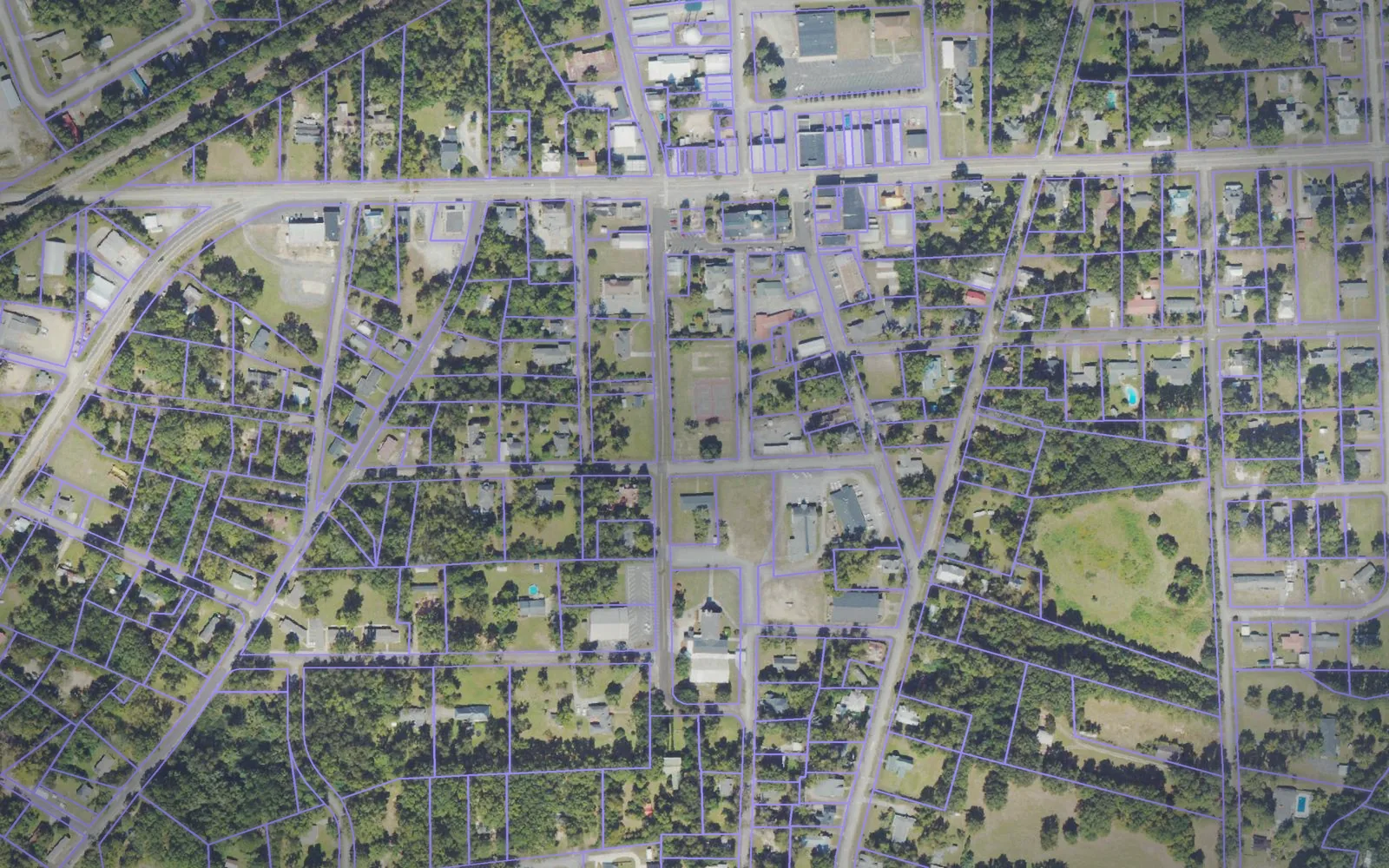 Parcel boundaries over aerial imagery of Warren County, Georgia