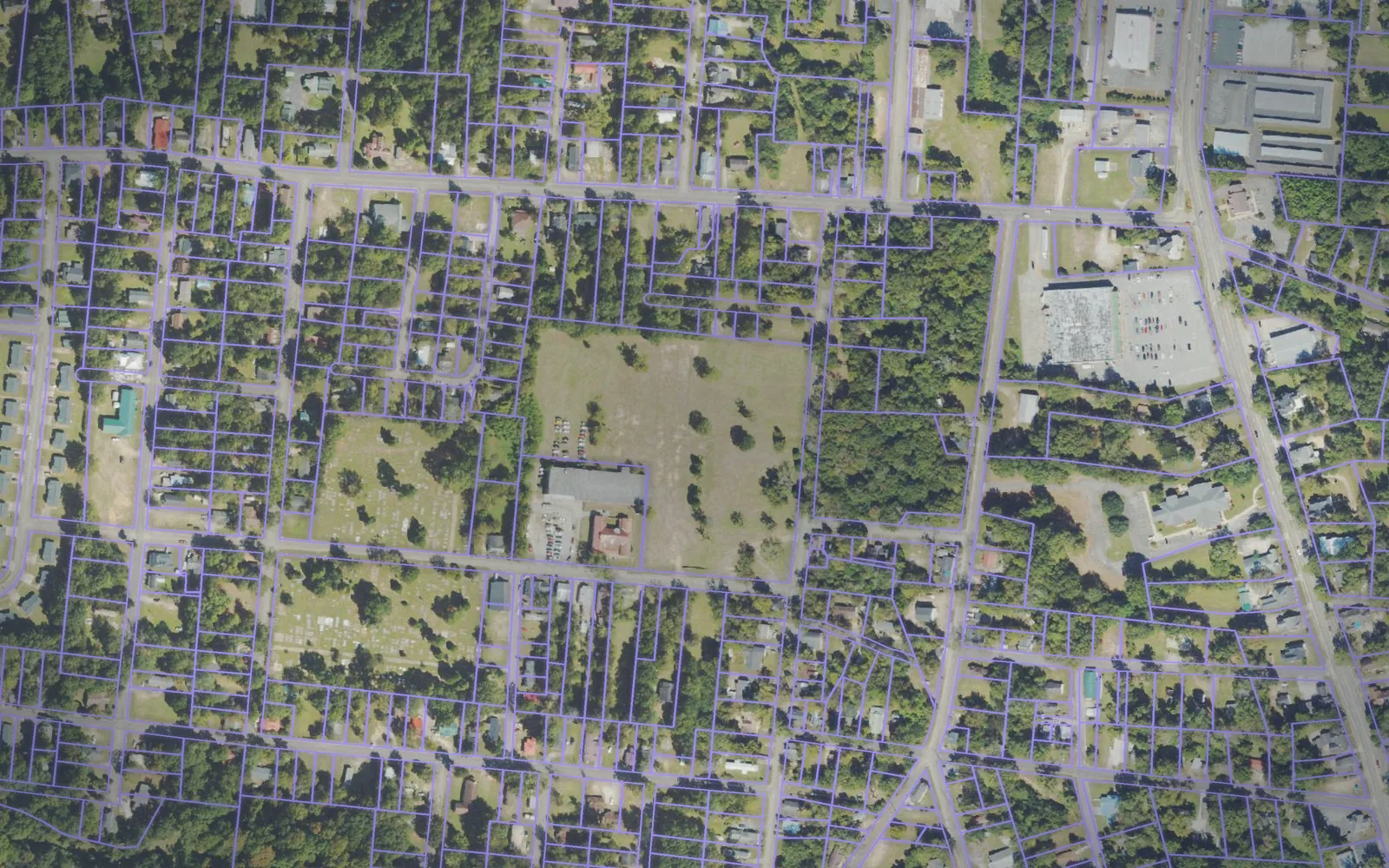 Parcel boundaries over aerial imagery of Washington County, Georgia
