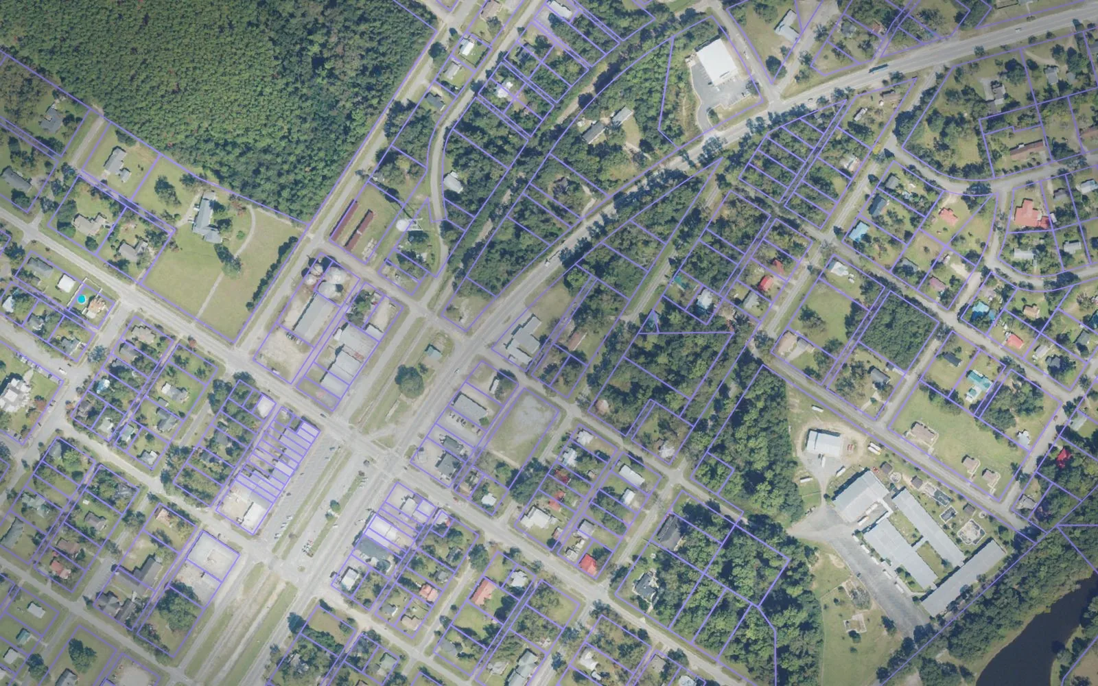 Parcel boundaries over aerial imagery of Wheeler County, Georgia