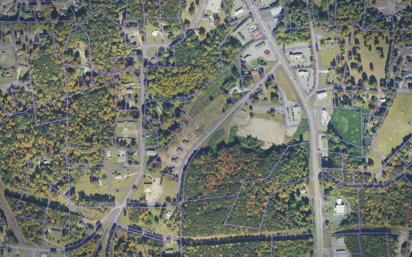 Parcel boundaries over aerial imagery of White County, Georgia