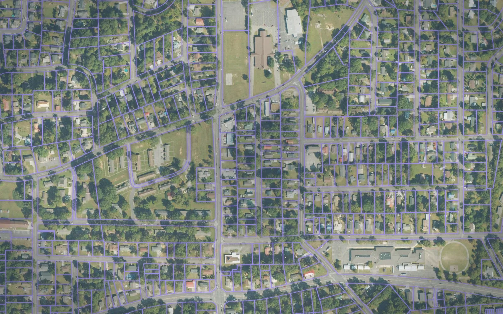 Parcel boundaries over aerial imagery of Whitfield County, Georgia