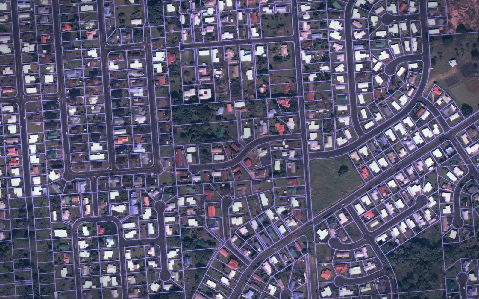 Parcel boundaries over aerial imagery of Hawaii County, Hawaii