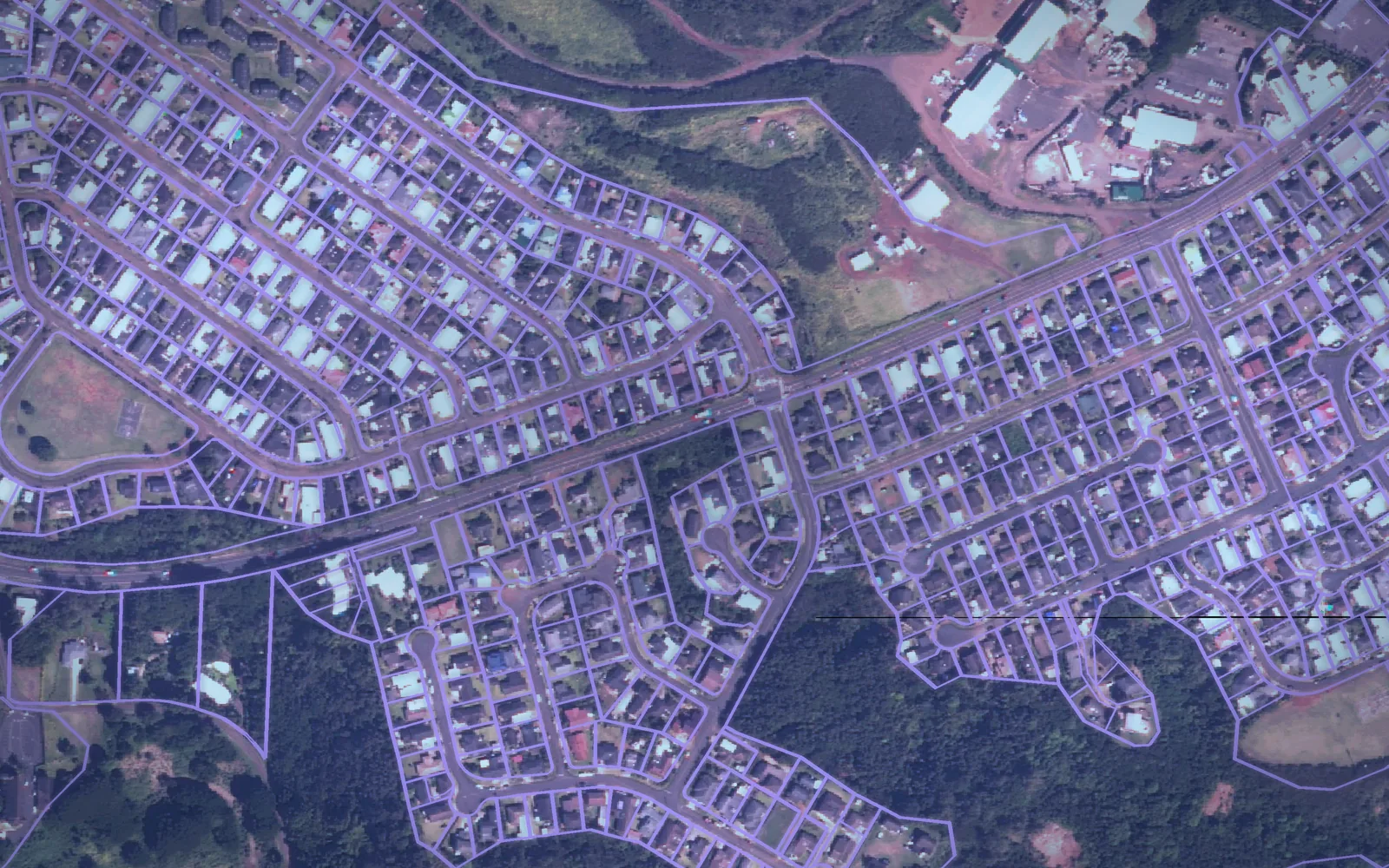 Parcel boundaries over aerial imagery of Kauai County, Hawaii