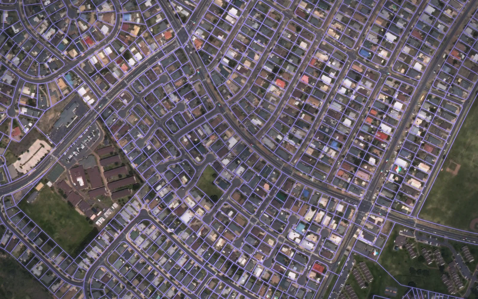 Parcel boundaries over aerial imagery of Maui County, Hawaii