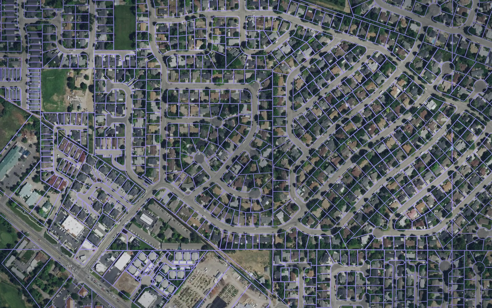 Parcel boundaries over aerial imagery of Ada County, Idaho