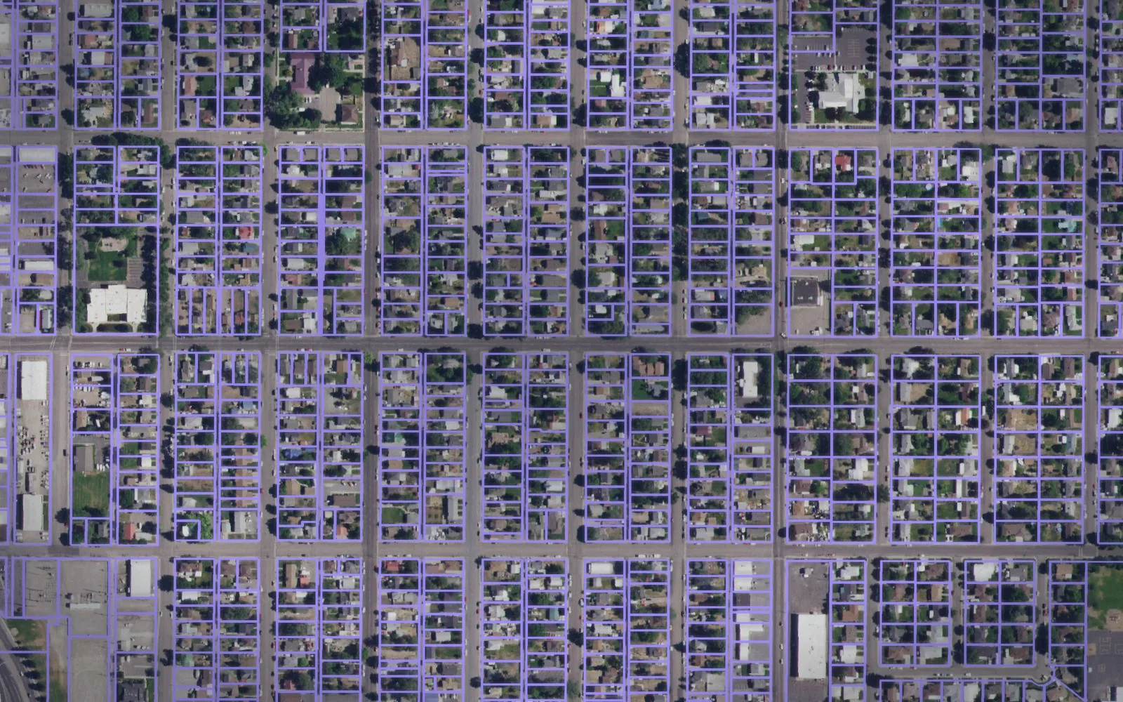 Parcel boundaries over aerial imagery of Bannock County, Idaho