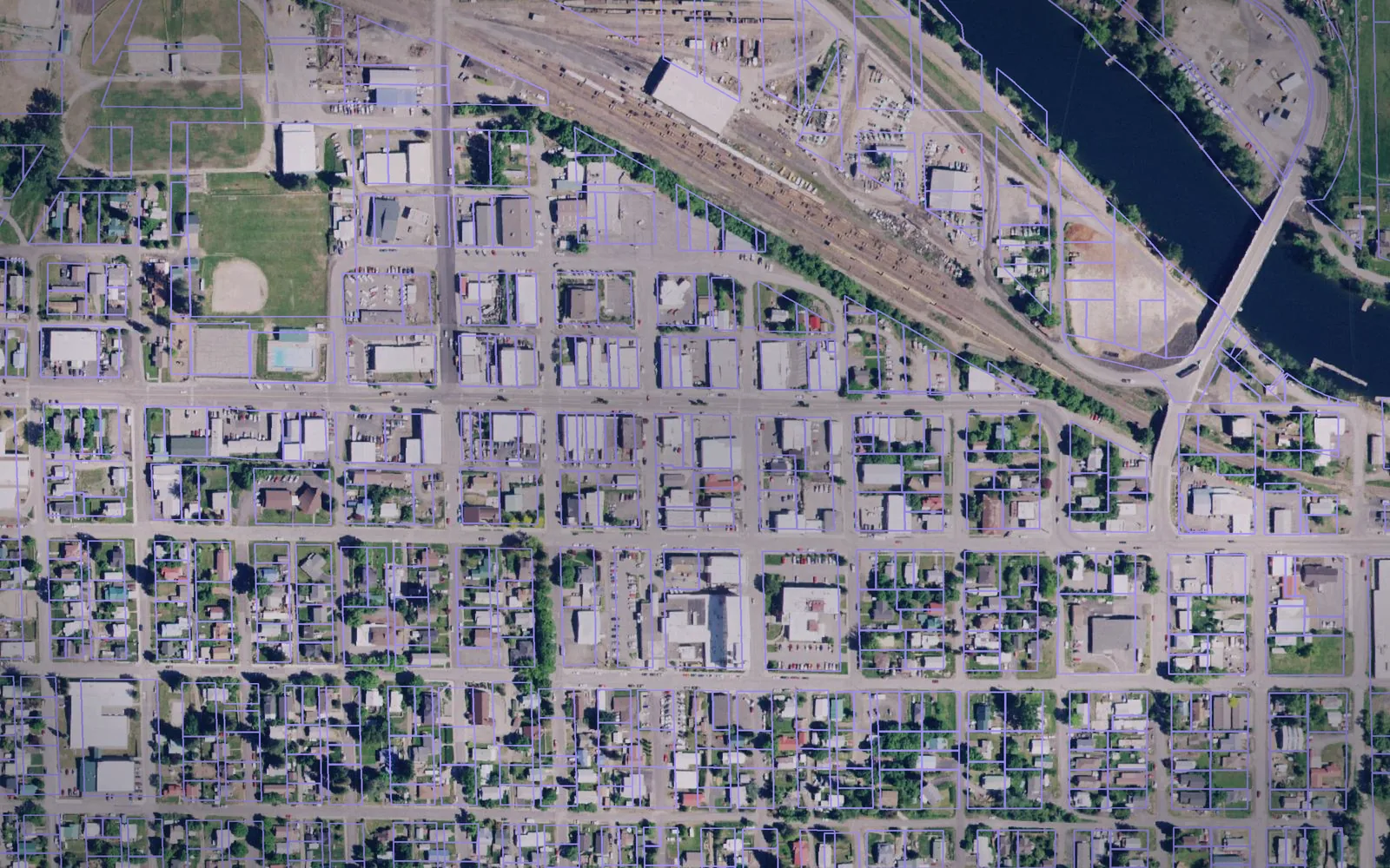 Parcel boundaries over aerial imagery of Benewah County, Idaho