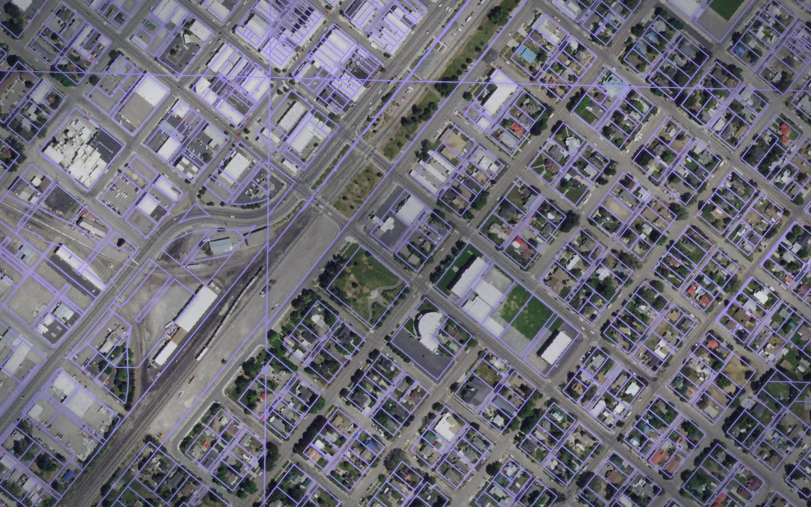Parcel boundaries over aerial imagery of Bingham County, Idaho