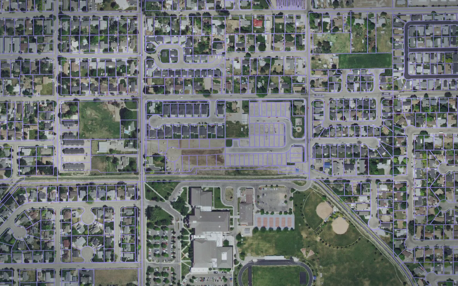 Parcel boundaries over aerial imagery of Canyon County, Idaho