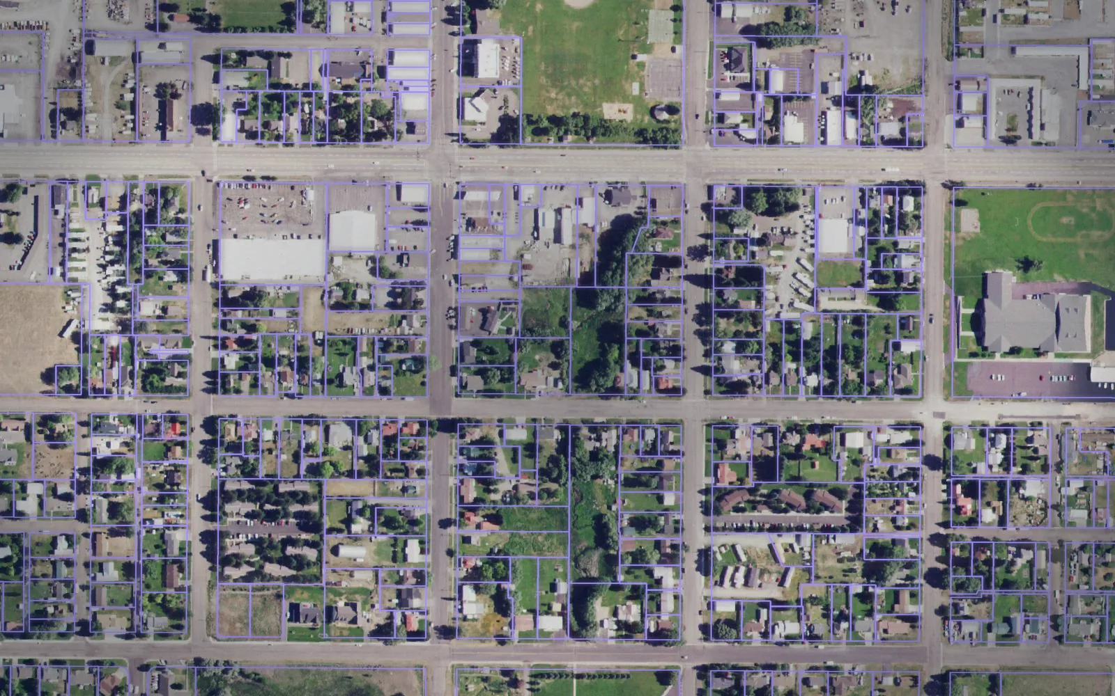 Parcel boundaries over aerial imagery of Caribou County, Idaho