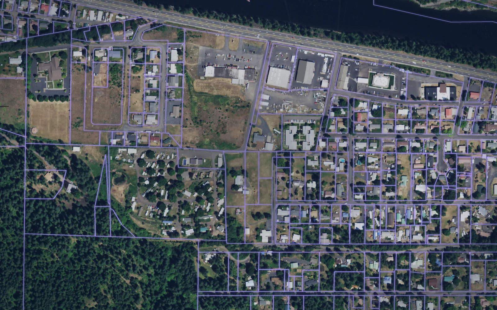 Parcel boundaries over aerial imagery of Clearwater County, Idaho