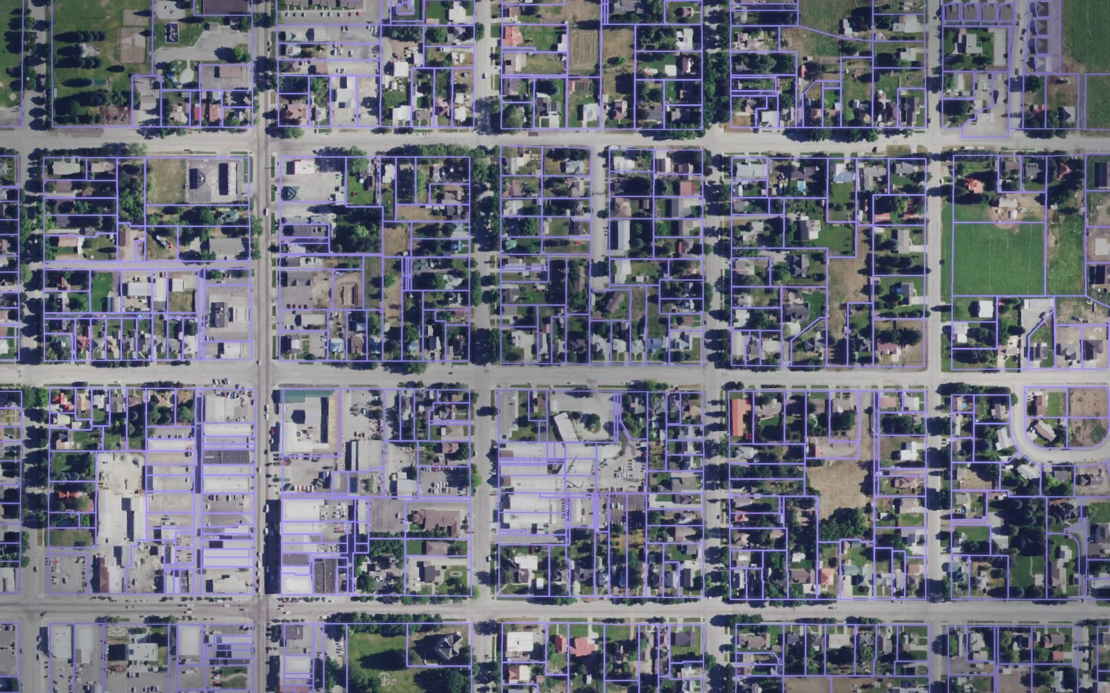 Parcel boundaries over aerial imagery of Franklin County, Idaho
