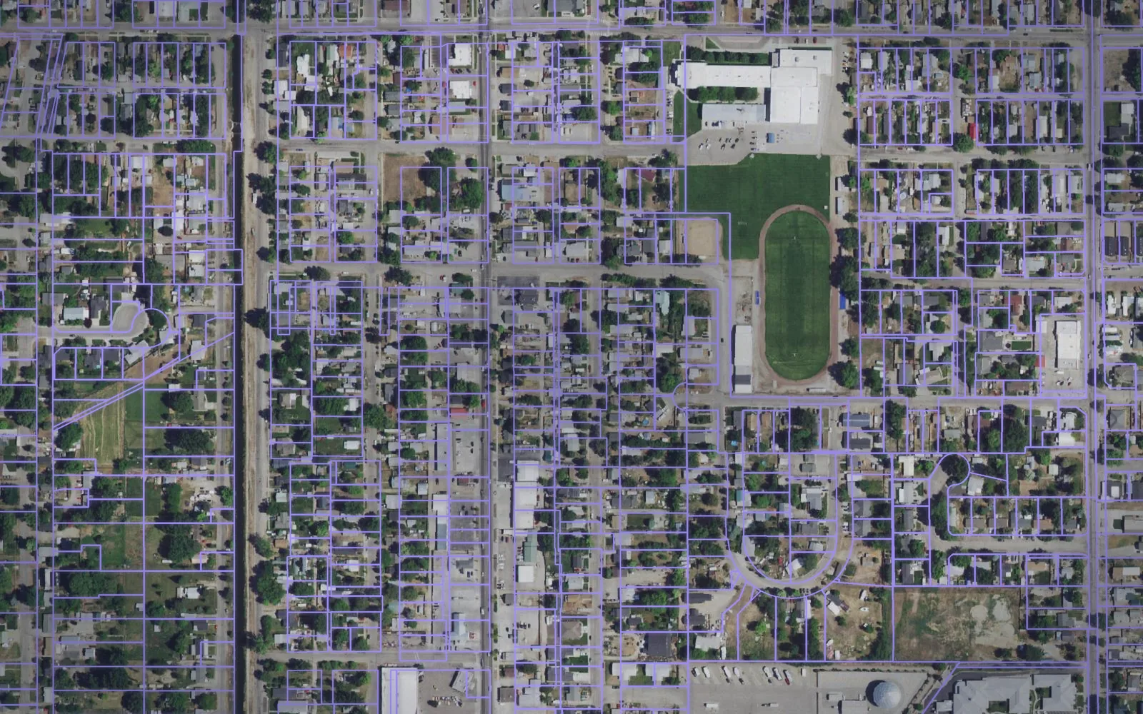Parcel boundaries over aerial imagery of Gem County, Idaho