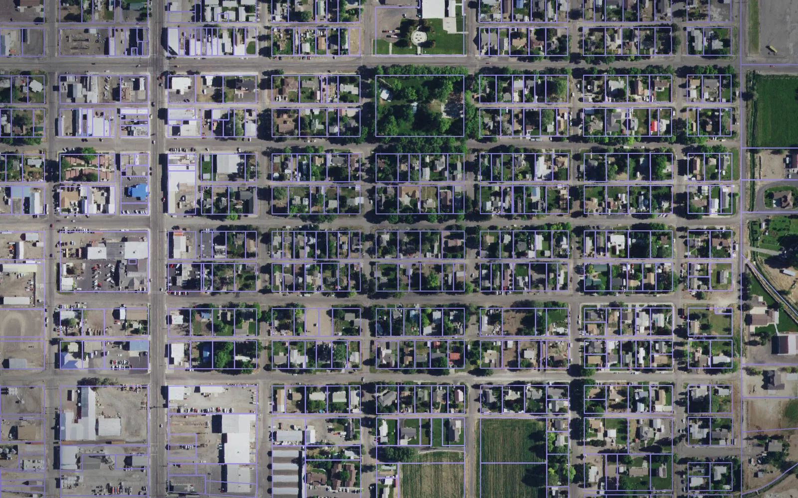 Parcel boundaries over aerial imagery of Gooding County, Idaho