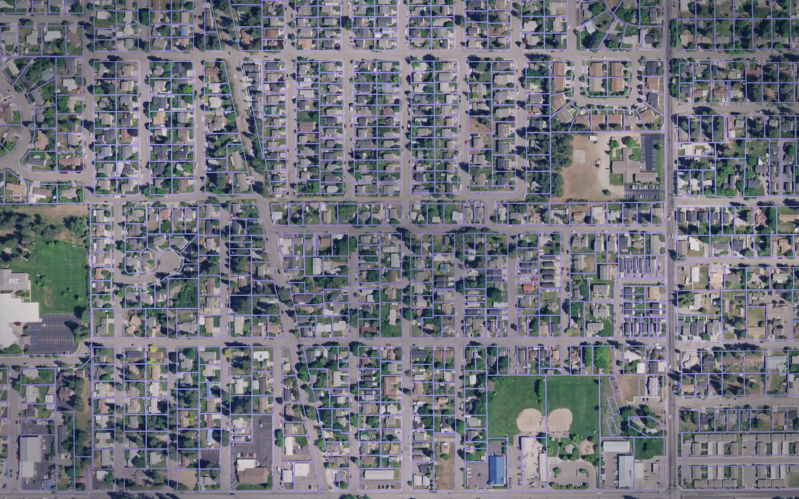 Parcel boundaries over aerial imagery of Kootenai County, Idaho