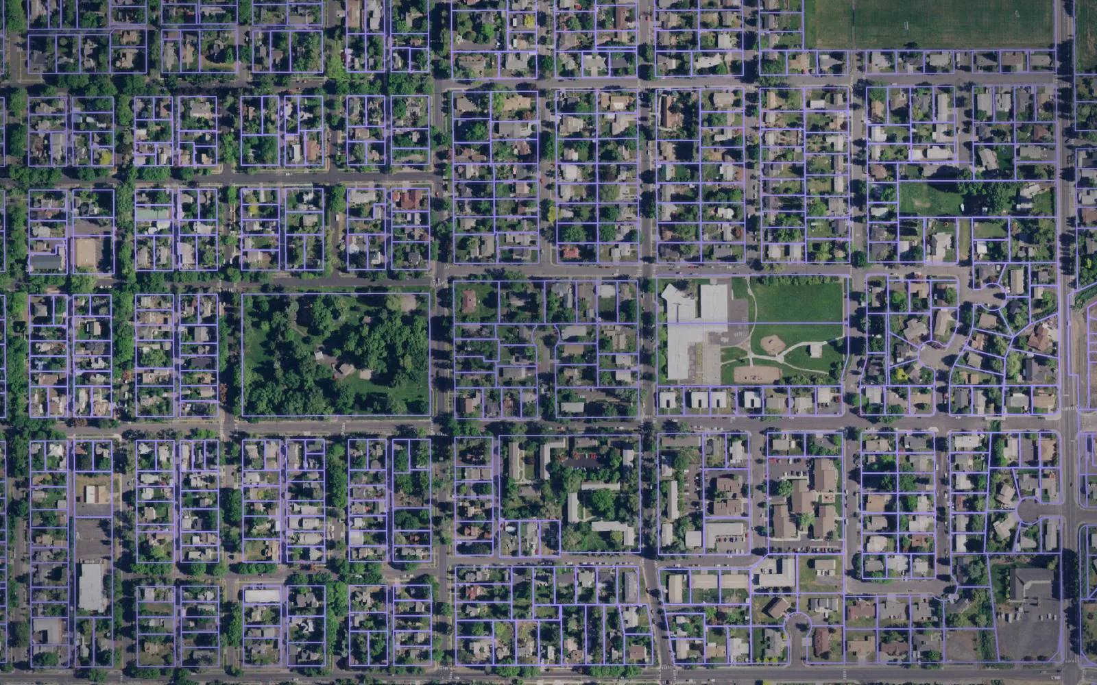 Parcel boundaries over aerial imagery of Latah County, Idaho