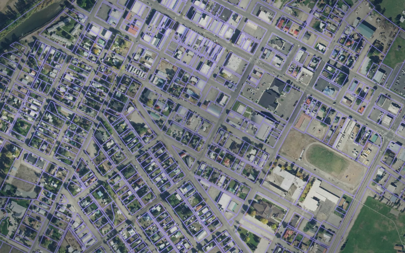 Parcel boundaries over aerial imagery of Lemhi County, Idaho