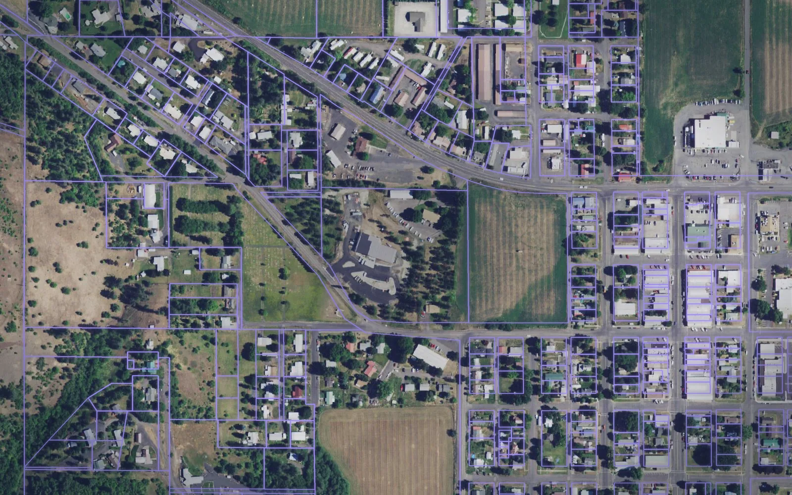 Parcel boundaries over aerial imagery of Lewis County, Idaho