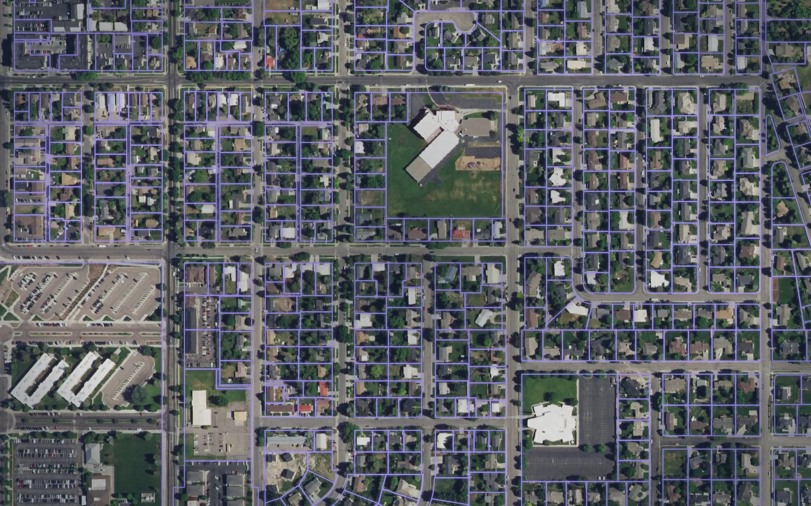 Parcel boundaries over aerial imagery of Madison County, Idaho