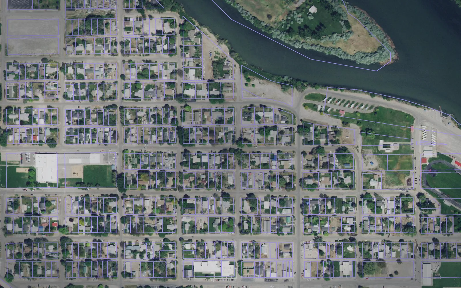 Parcel boundaries over aerial imagery of Owyhee County, Idaho