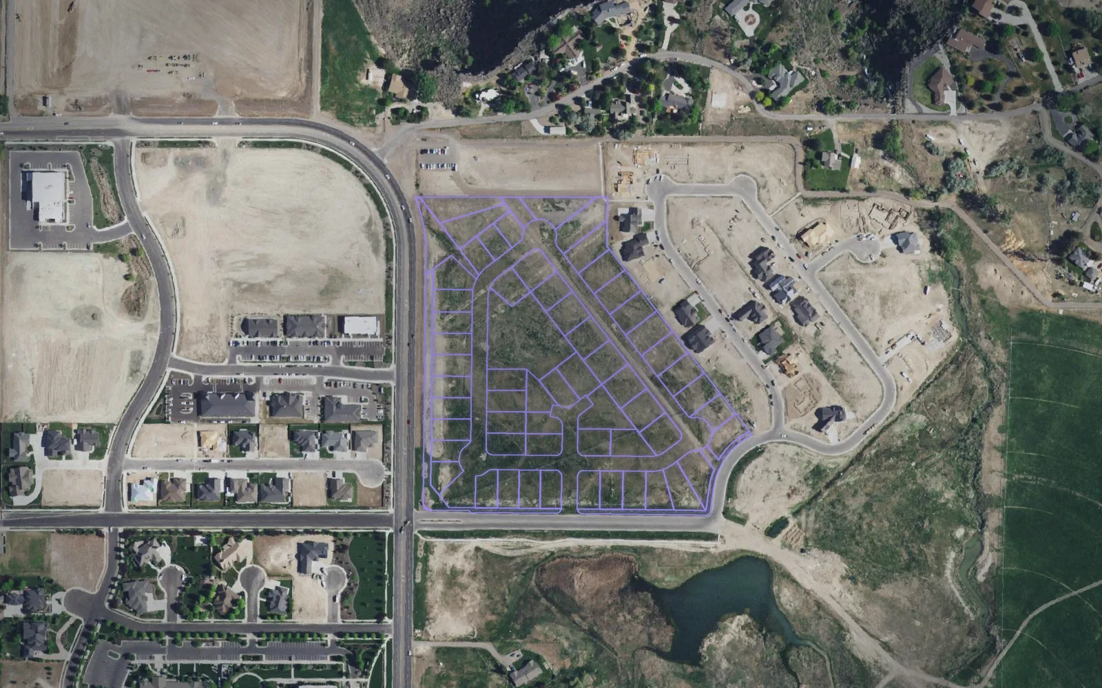 Parcel boundaries over aerial imagery of Twin Falls County, Idaho