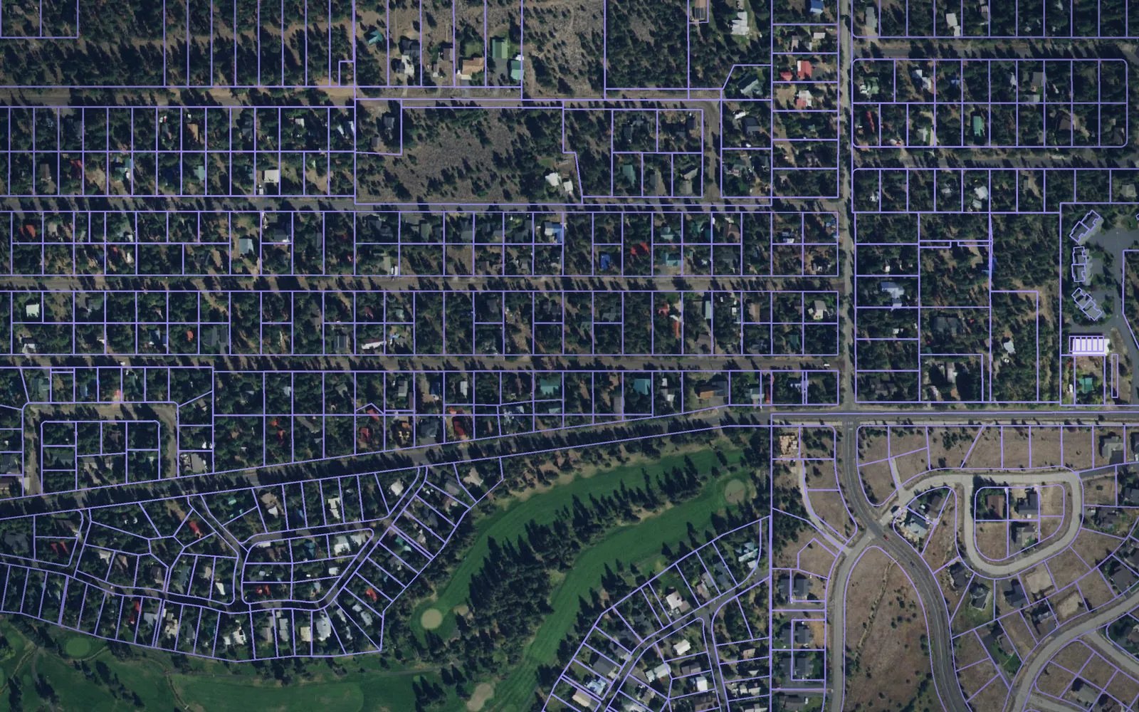 Parcel boundaries over aerial imagery of Valley County, Idaho