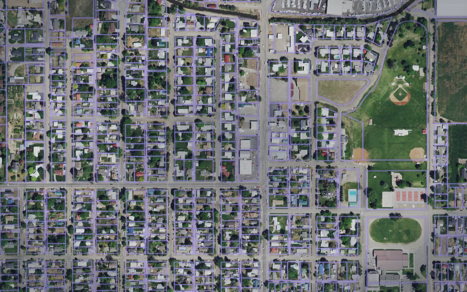 Parcel boundaries over aerial imagery of Washington County, Idaho