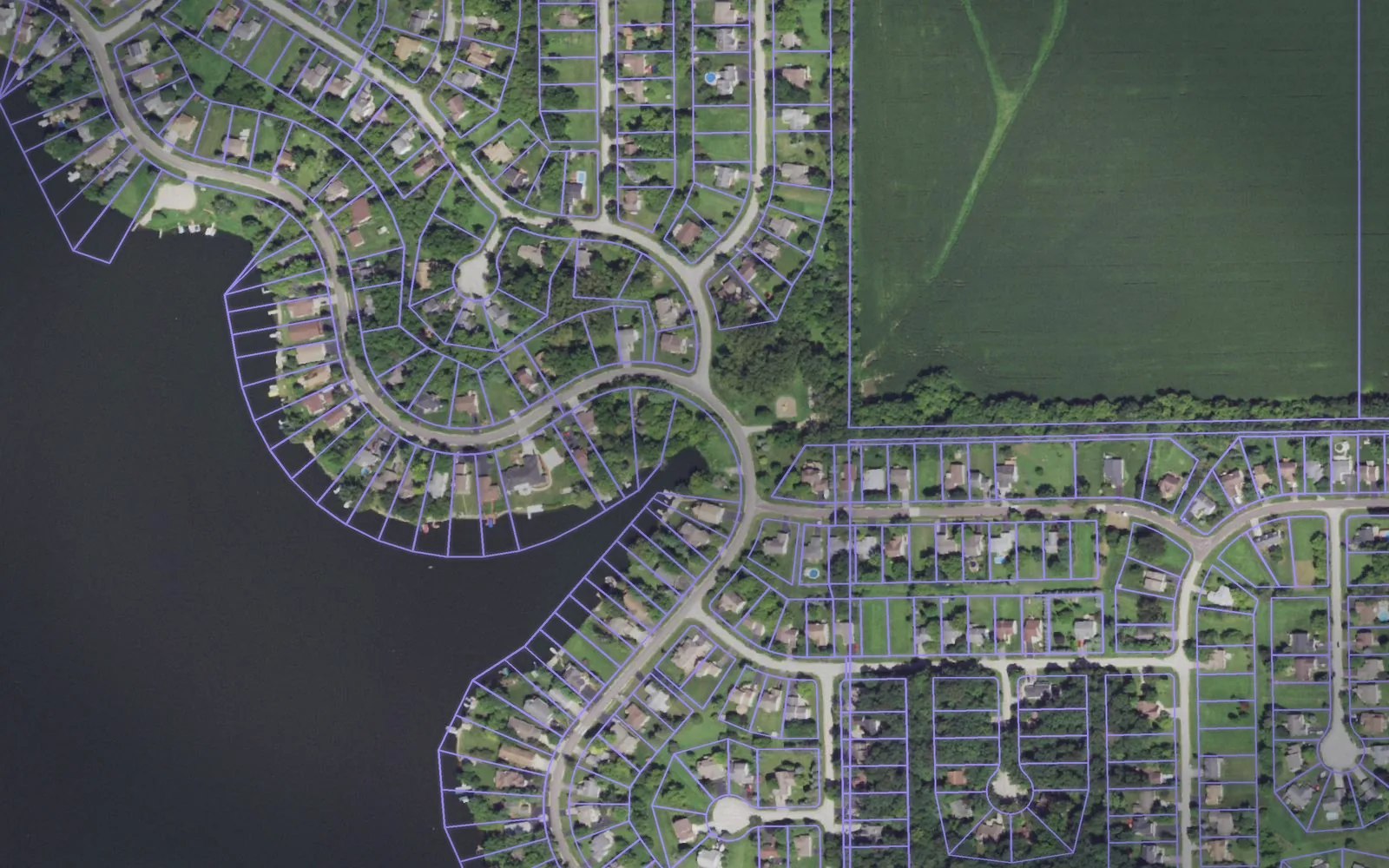 Parcel boundaries over aerial imagery of Boone County, Illinois