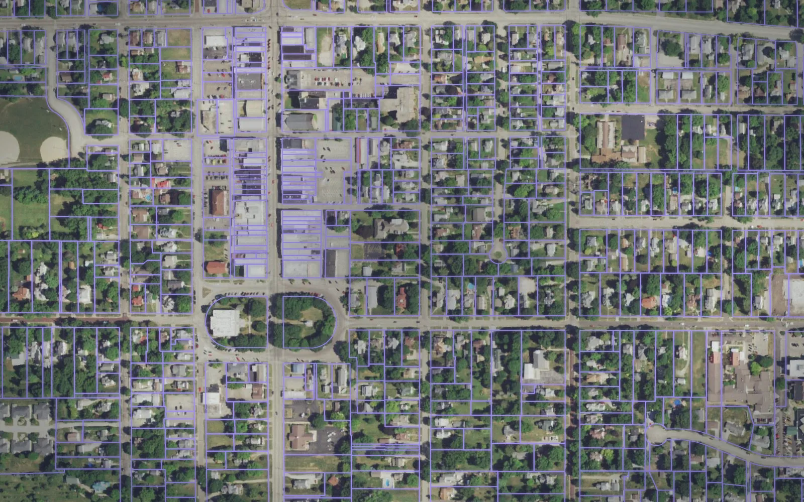 Parcel boundaries over aerial imagery of Bureau County, Illinois