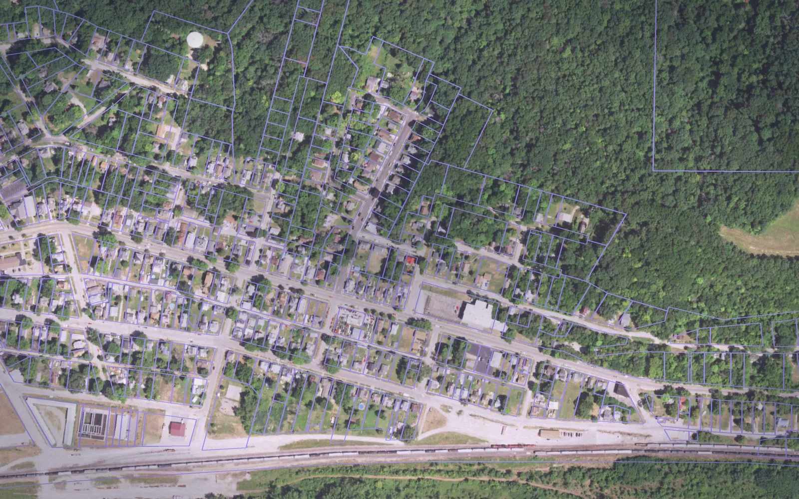 Parcel boundaries over aerial imagery of Carroll County, Illinois