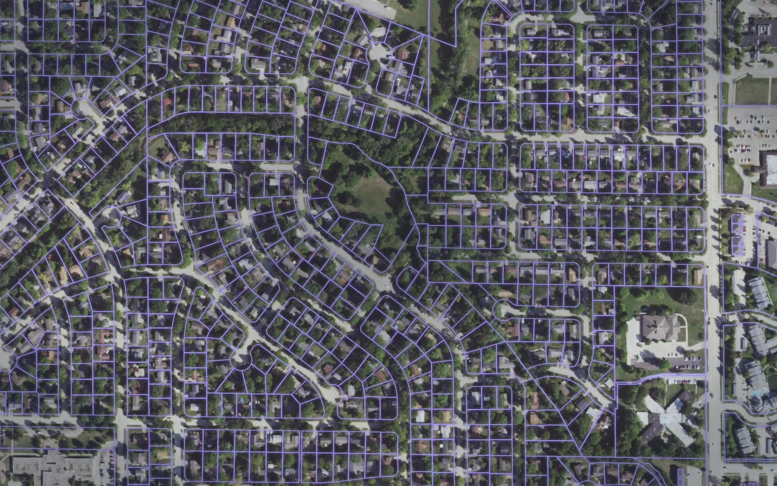 Parcel boundaries over aerial imagery of Champaign County, Illinois