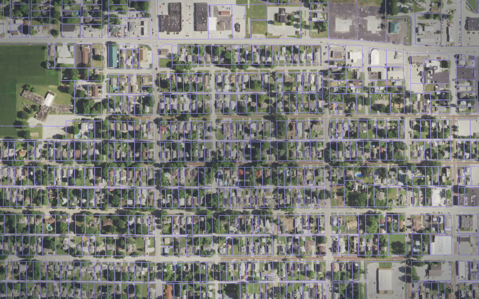 Parcel boundaries over aerial imagery of Christian County, Illinois