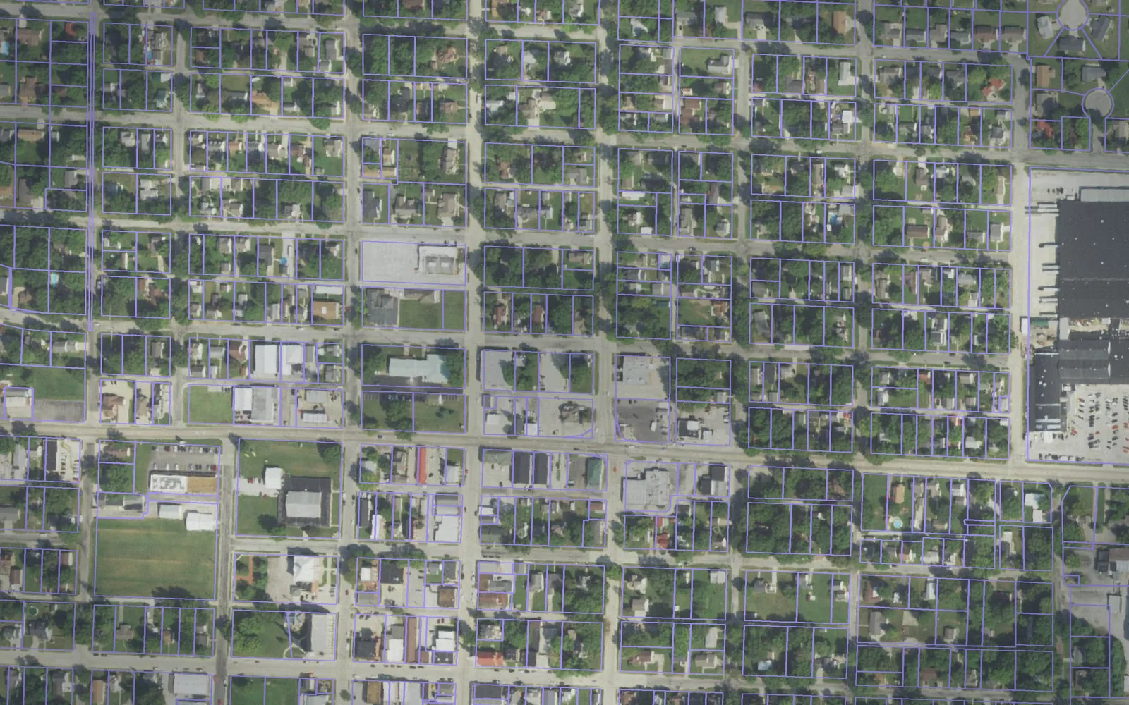 Parcel boundaries over aerial imagery of Clinton County, Illinois