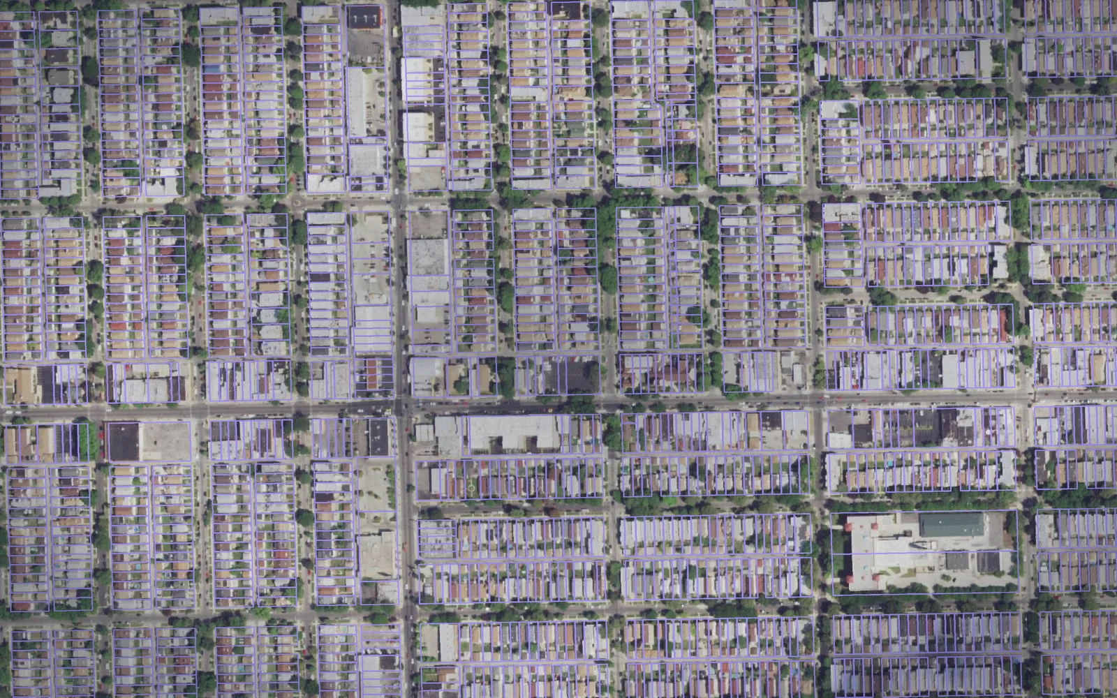 Parcel boundaries over aerial imagery of Cook County, Illinois