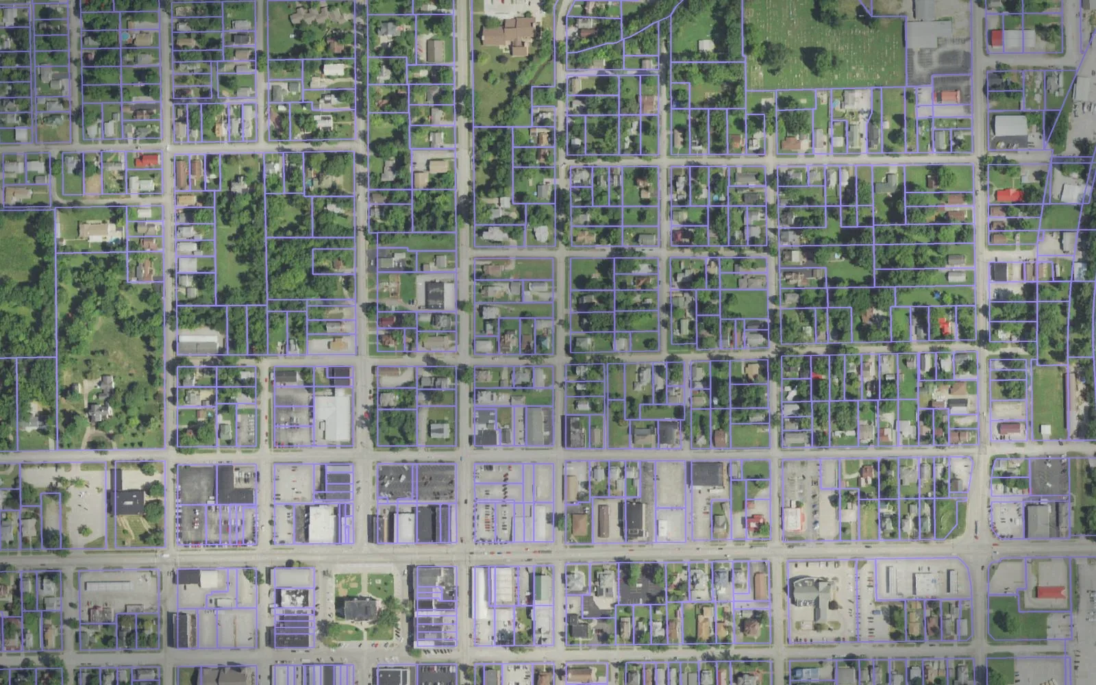 Parcel boundaries over aerial imagery of Crawford County, Illinois