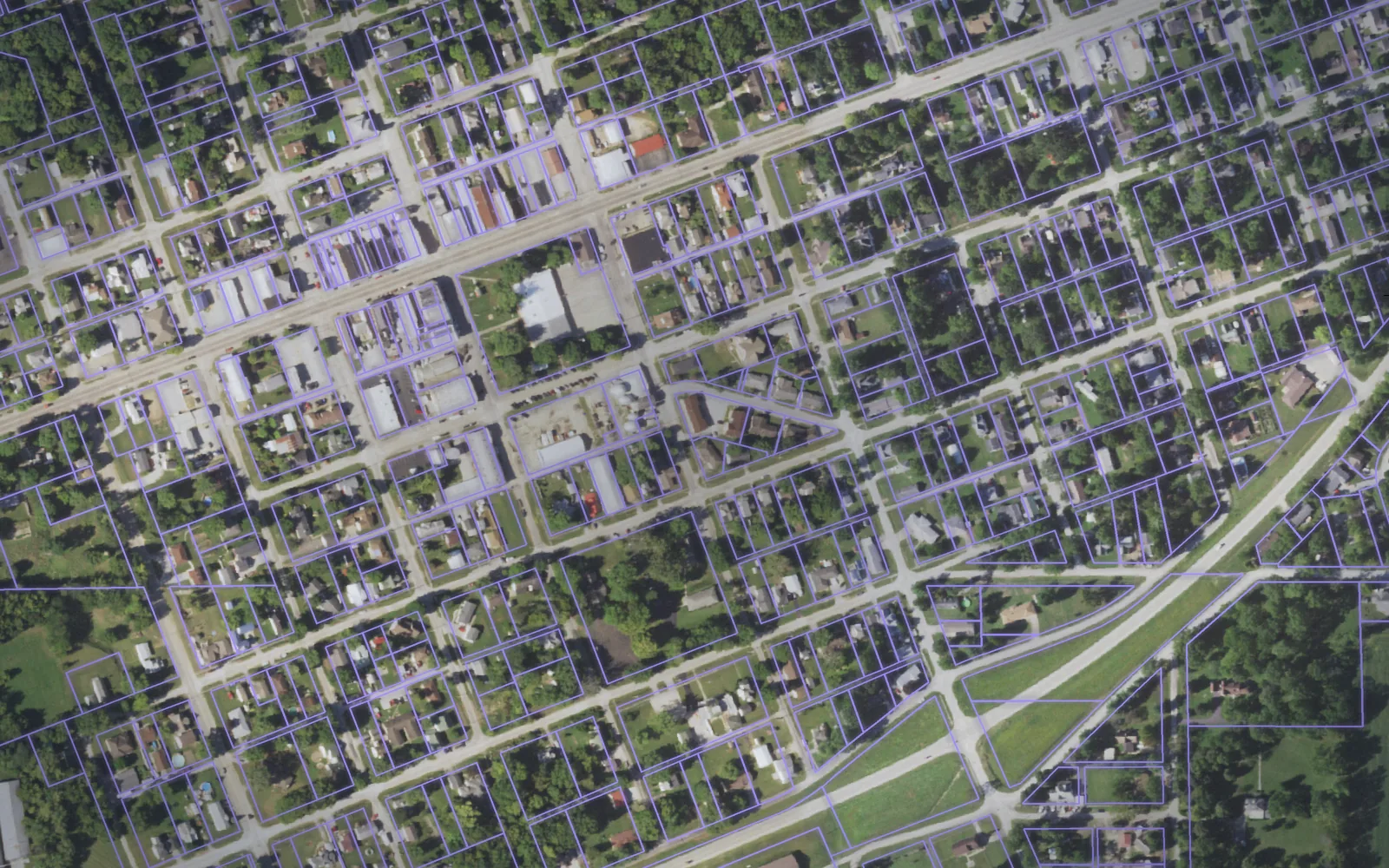 Parcel boundaries over aerial imagery of Cumberland County, Illinois
