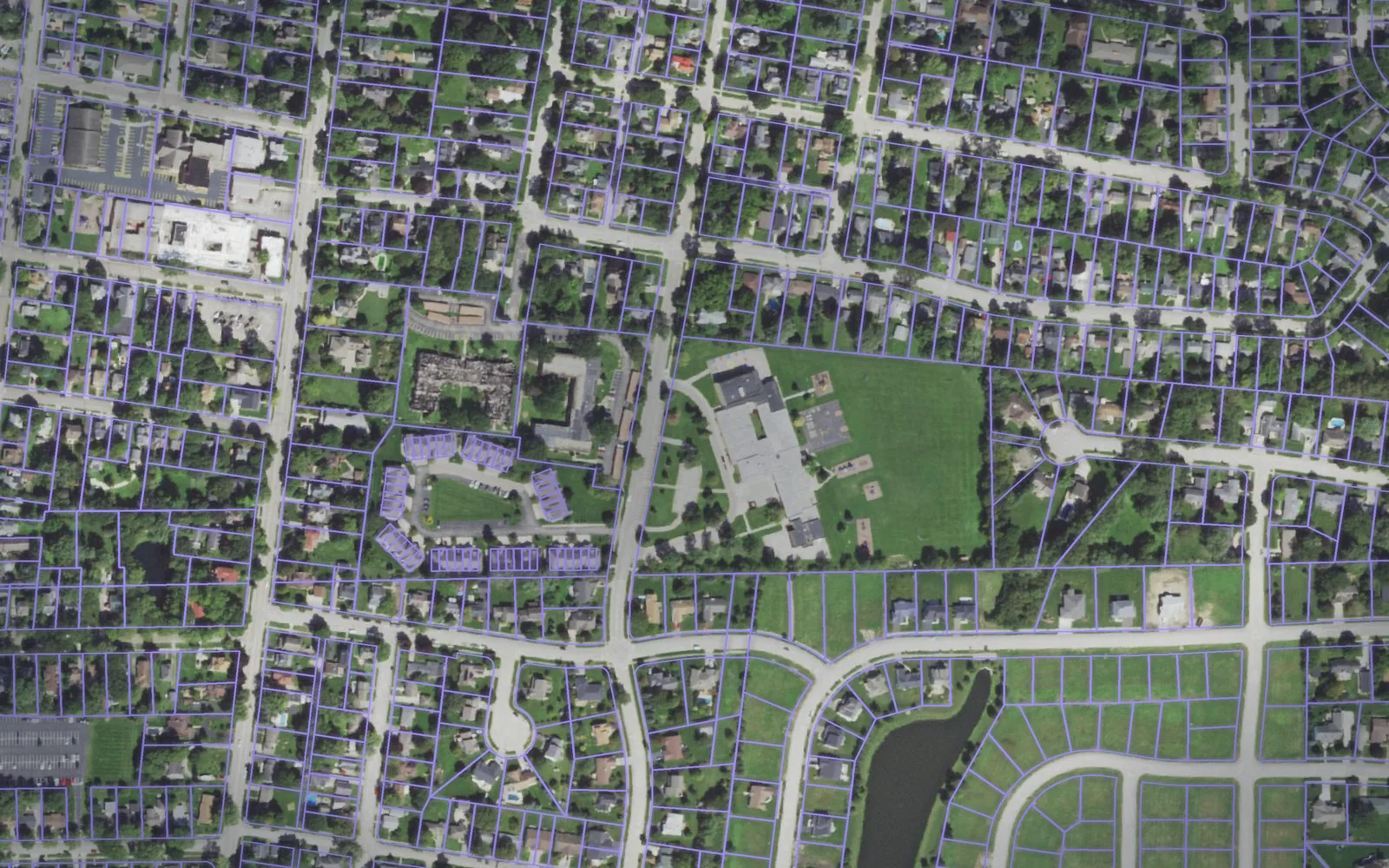 Parcel boundaries over aerial imagery of DeKalb County, Illinois