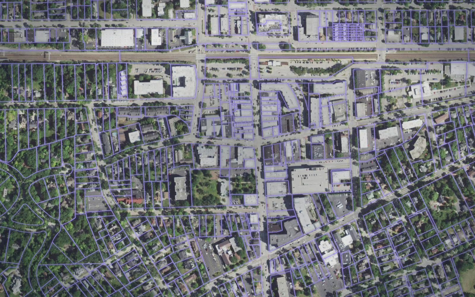 Parcel boundaries over aerial imagery of DuPage County, Illinois
