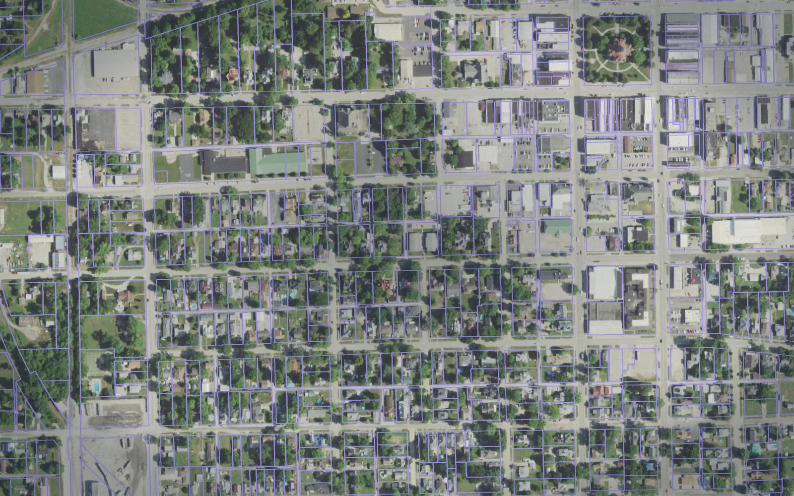Parcel boundaries over aerial imagery of Edgar County, Illinois