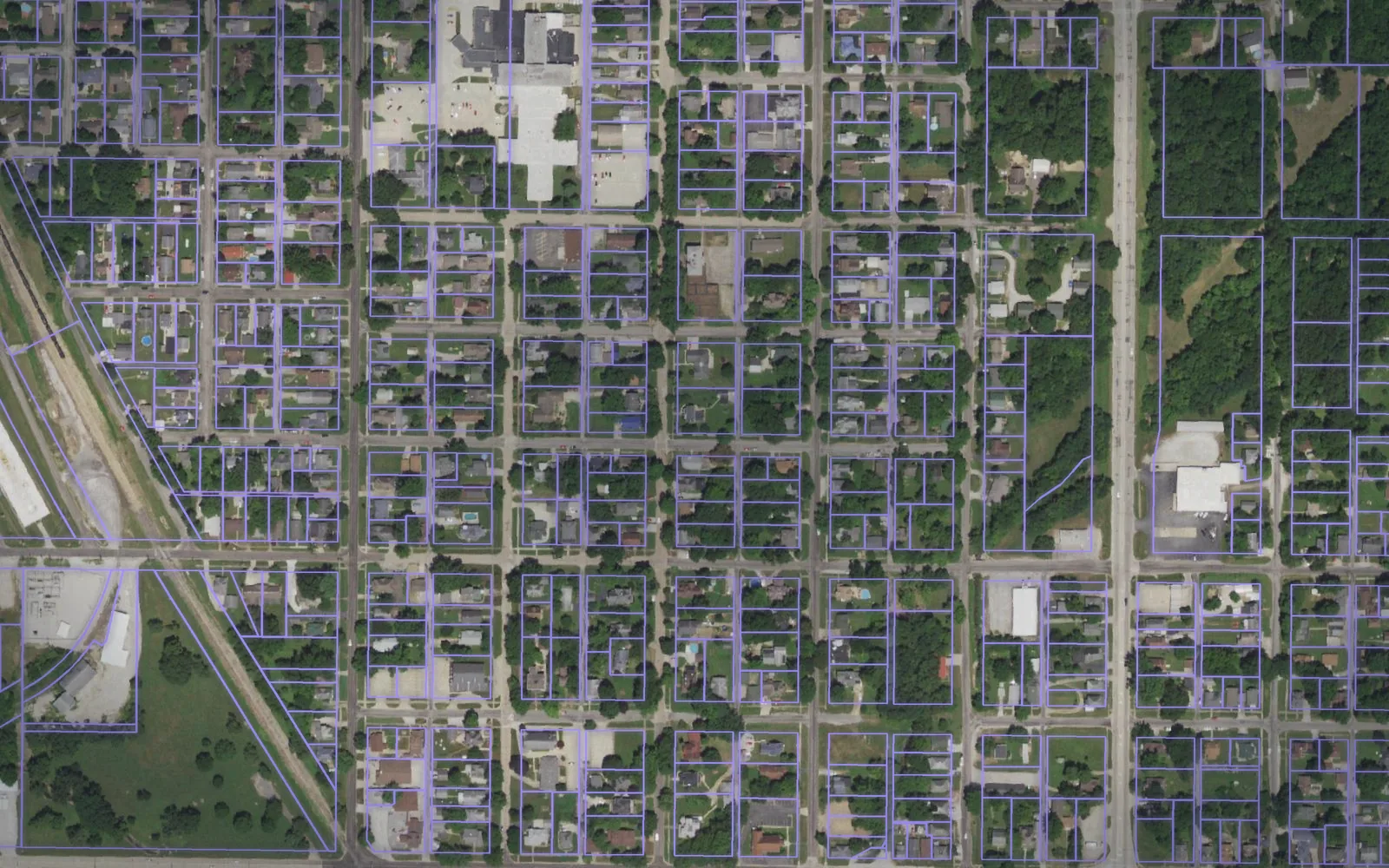 Parcel boundaries over aerial imagery of Fayette County, Illinois