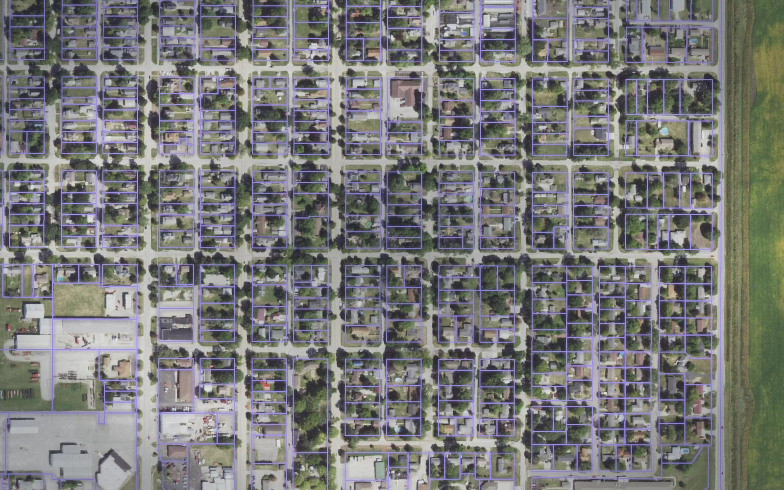 Parcel boundaries over aerial imagery of Ford County, Illinois