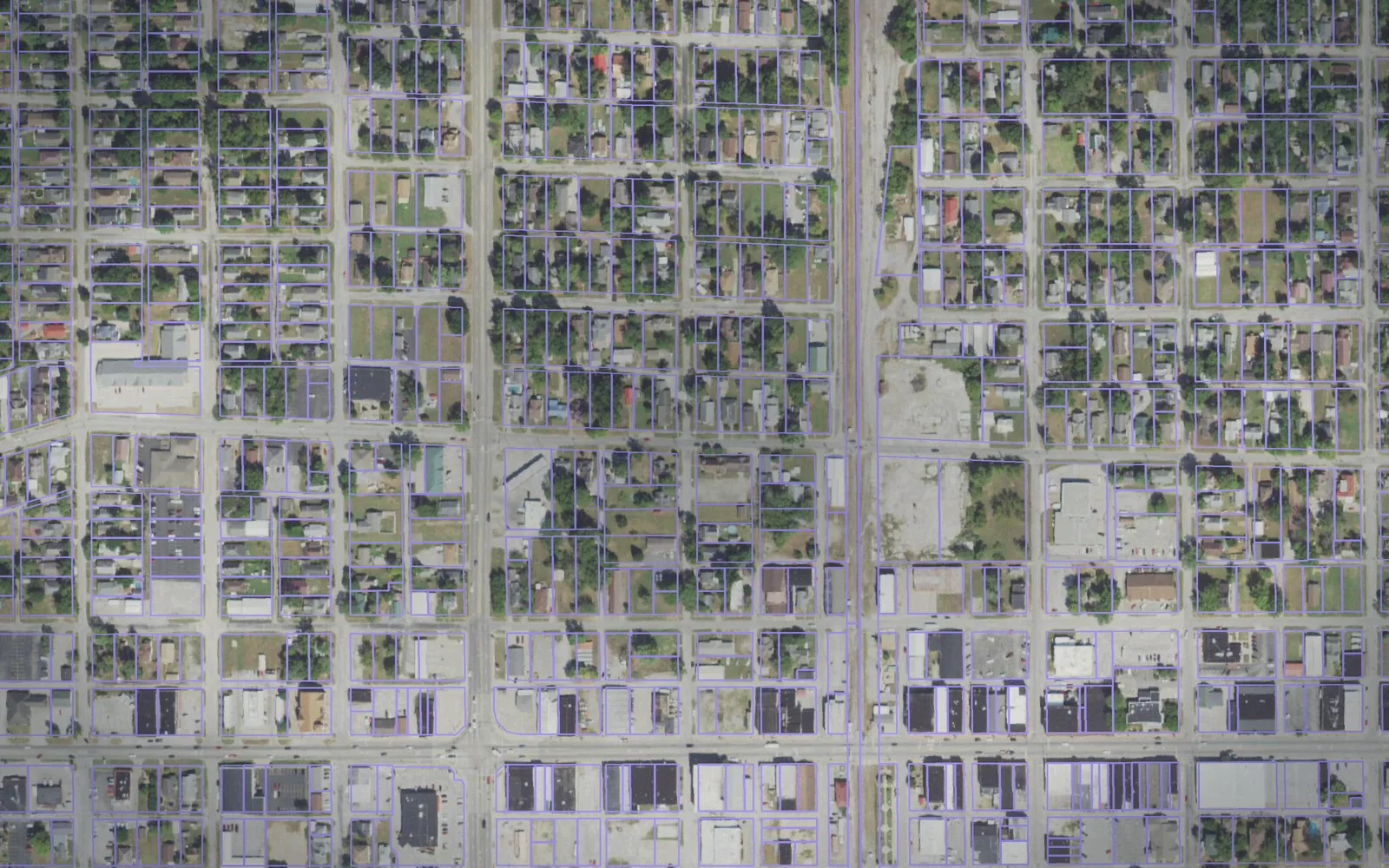 Parcel boundaries over aerial imagery of Franklin County, Illinois